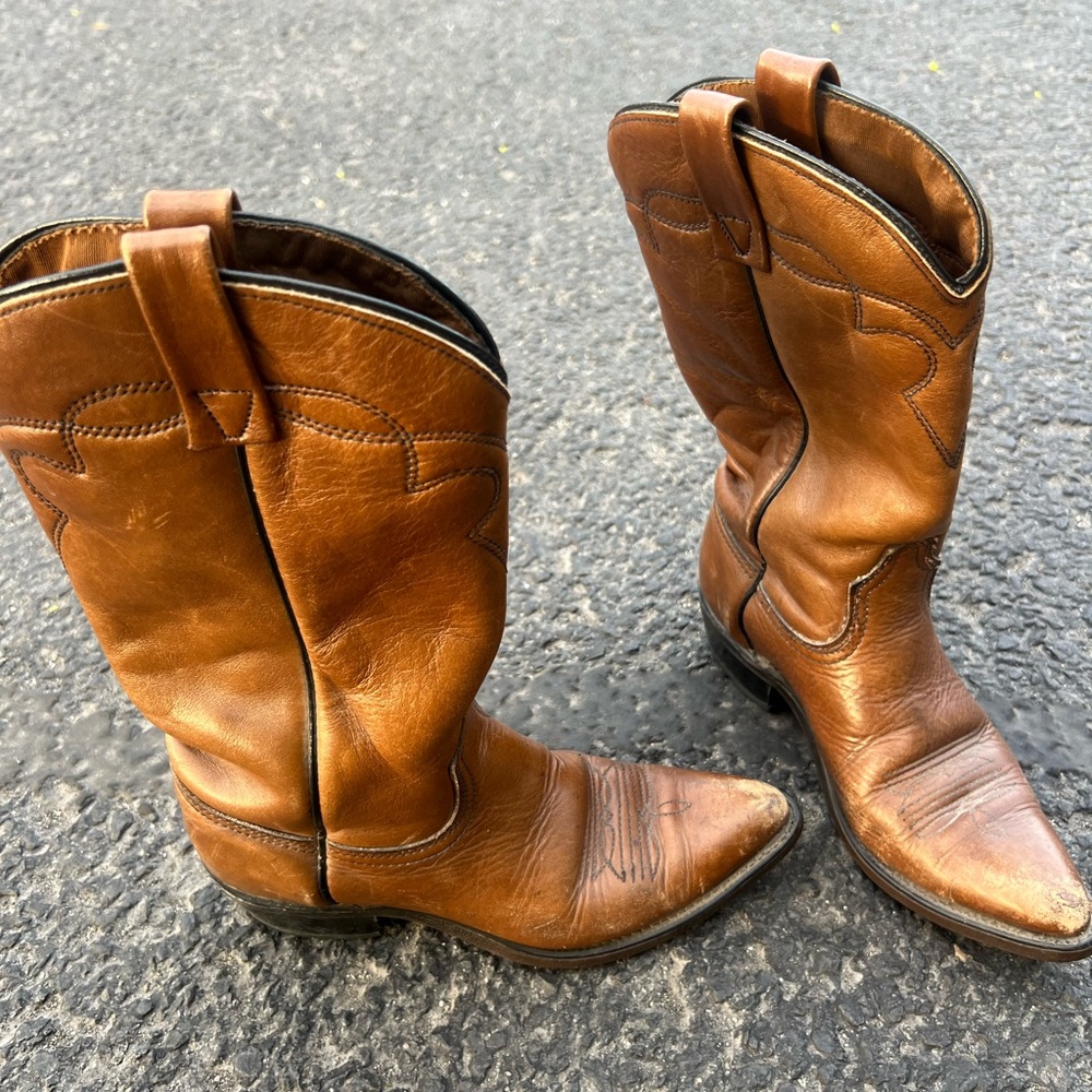 Classic Brown Leather Cowboy Boots